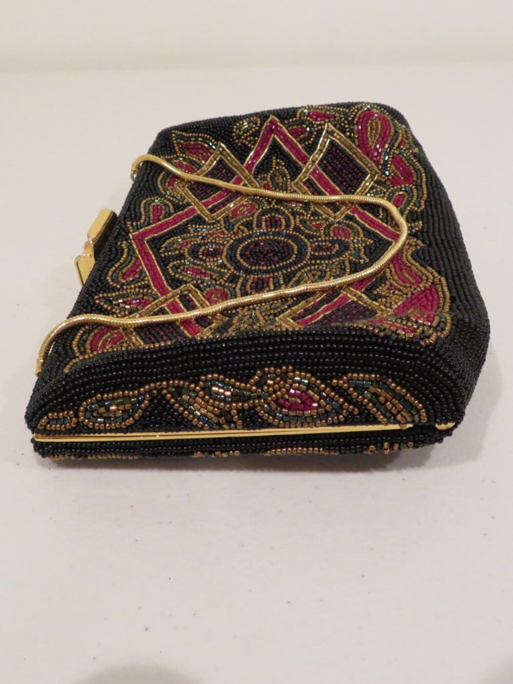 Walborg Black Red Iridescent Beaded Ornate Purse - Picture 9 of 16